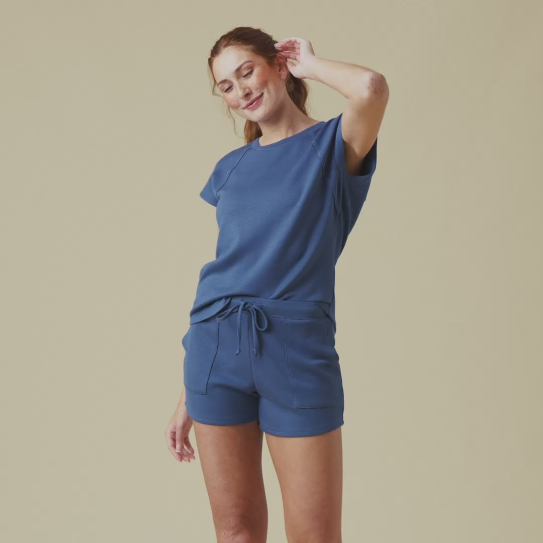 PureDream Short Raglan Crew Neck Short Set Indigo