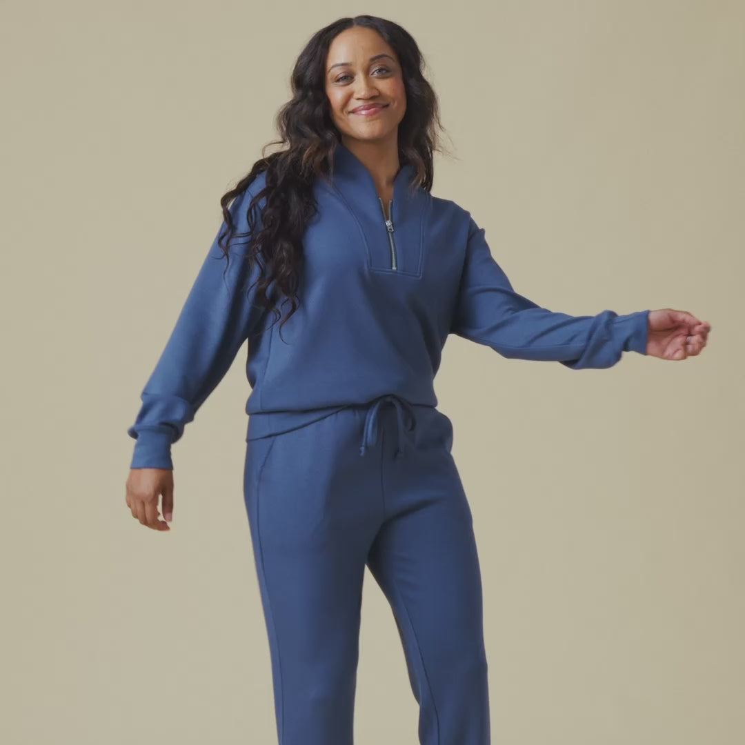 DreamTech 1/4 Zip Jogger Set Indigo