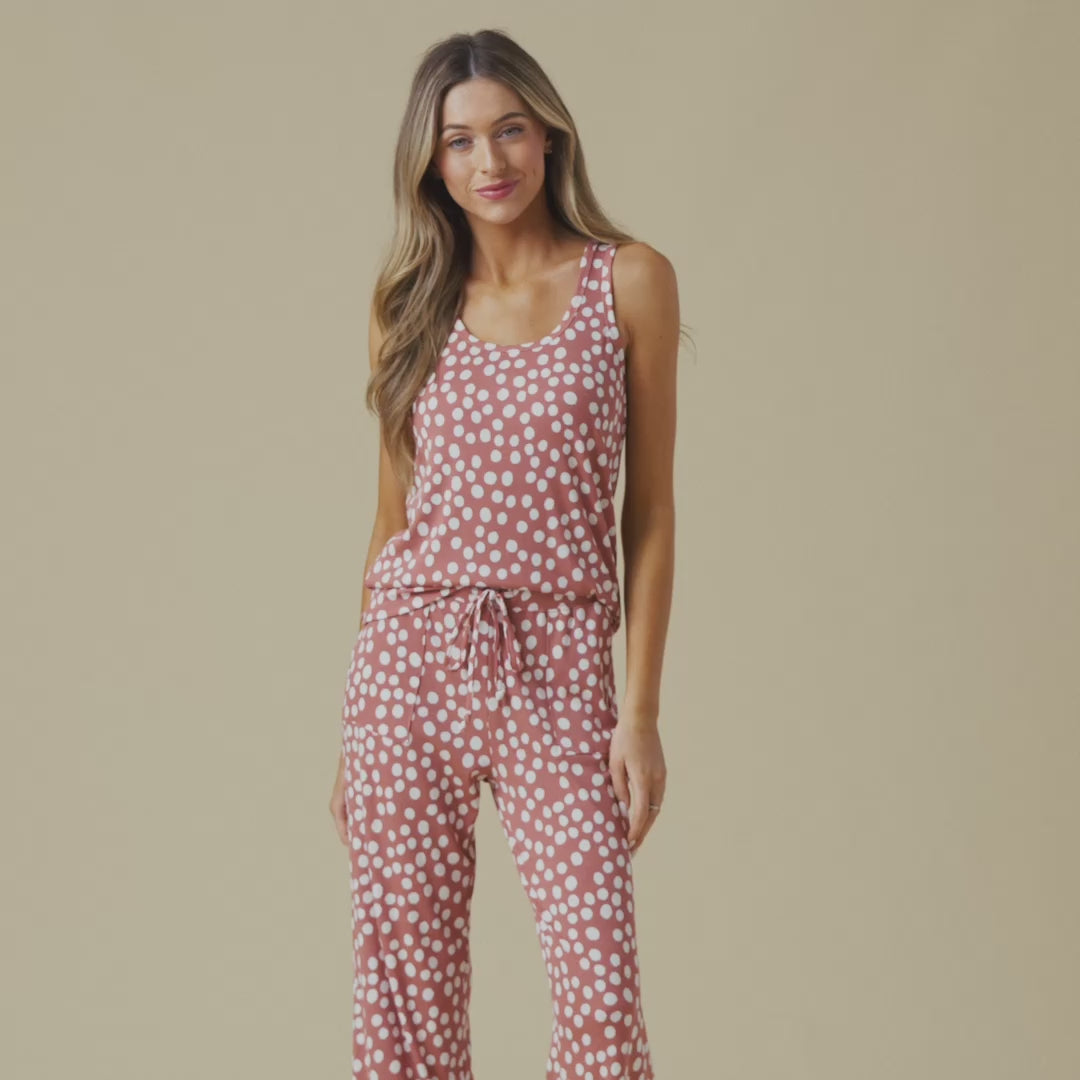 Ella Scoop Tank Capri PJ Set Copper Rose Dot