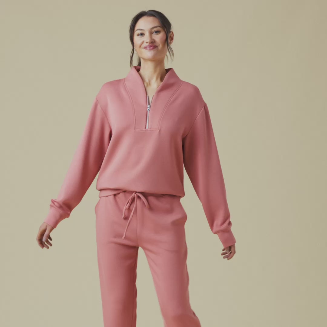 DreamTech 1/4 Zip Jogger Set Copper Rose