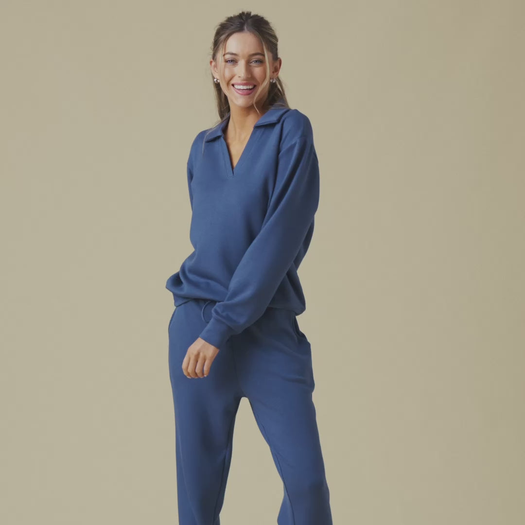 DreamTech Johnny Collar Lounge Set Indigo