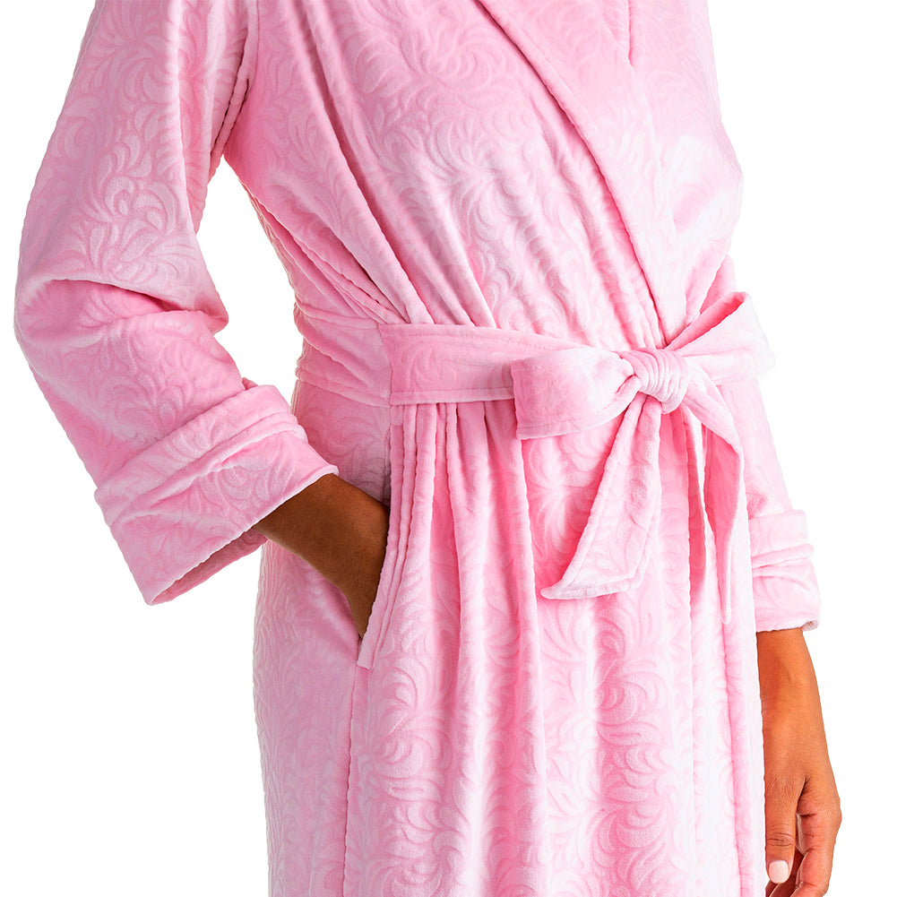 Softies Serenity Shear Mink Zip Robe Blush Pink / L